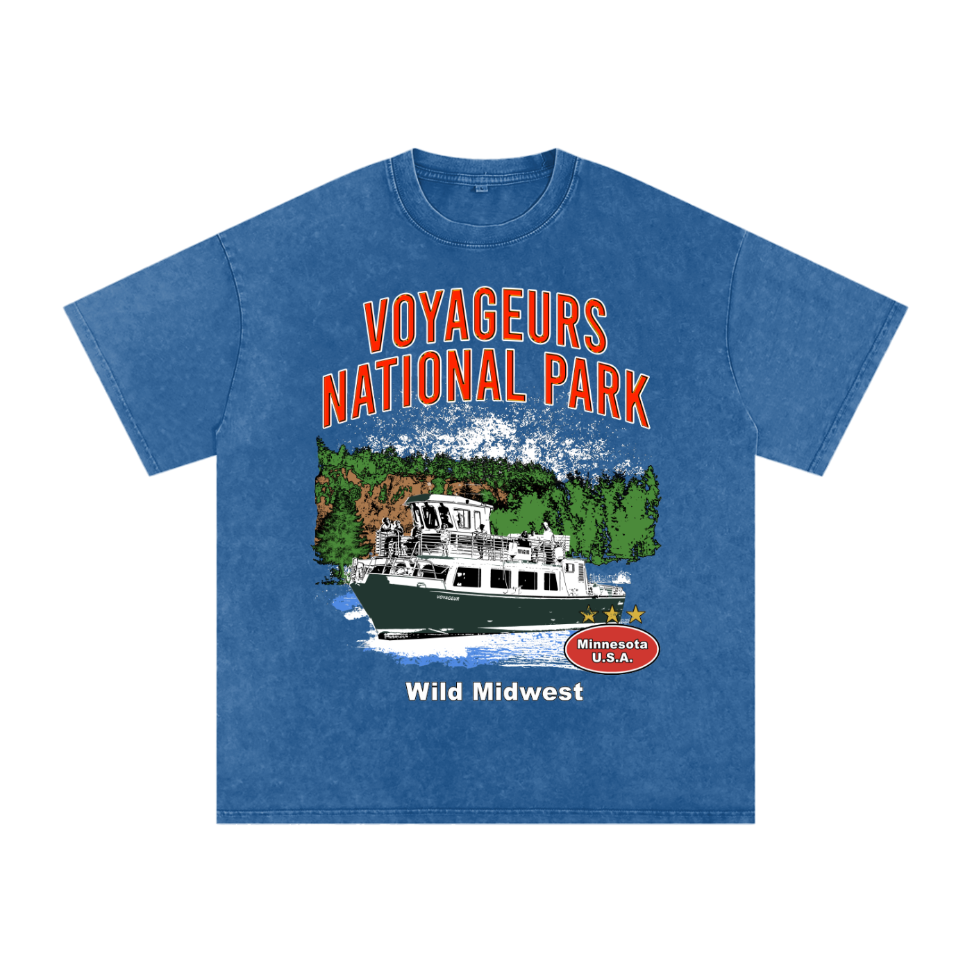 Voyageurs Acid Wash Oversized Tee