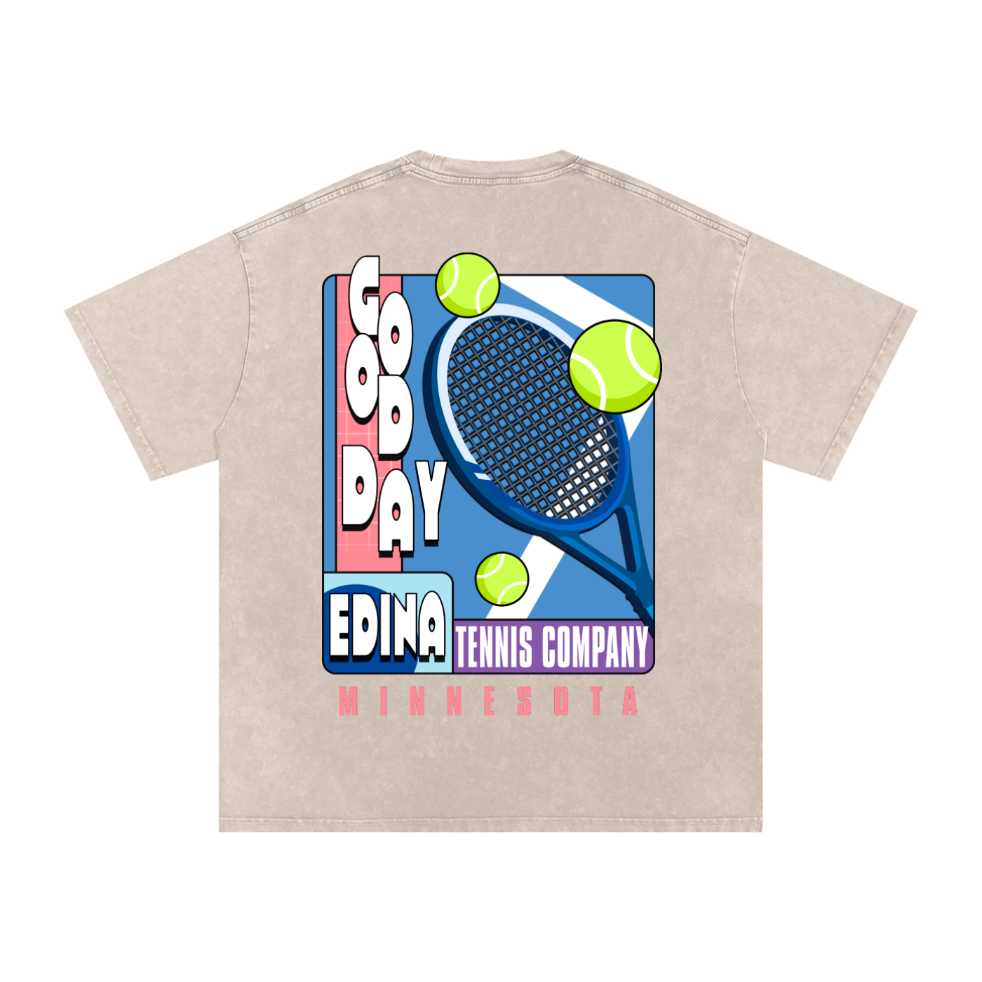 Edina Tennis Company Acid Wash Oversized Tee