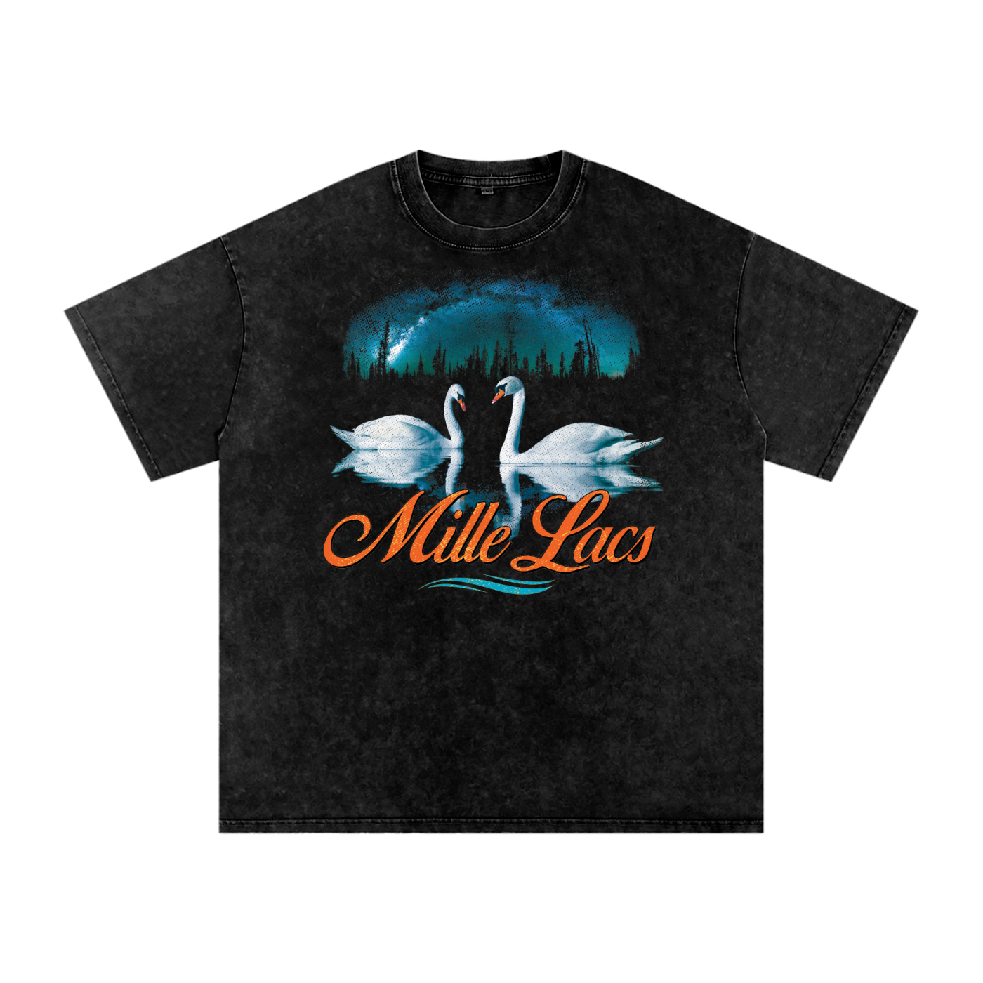 Big-Lake Birds Acid Wash Oversized Tee