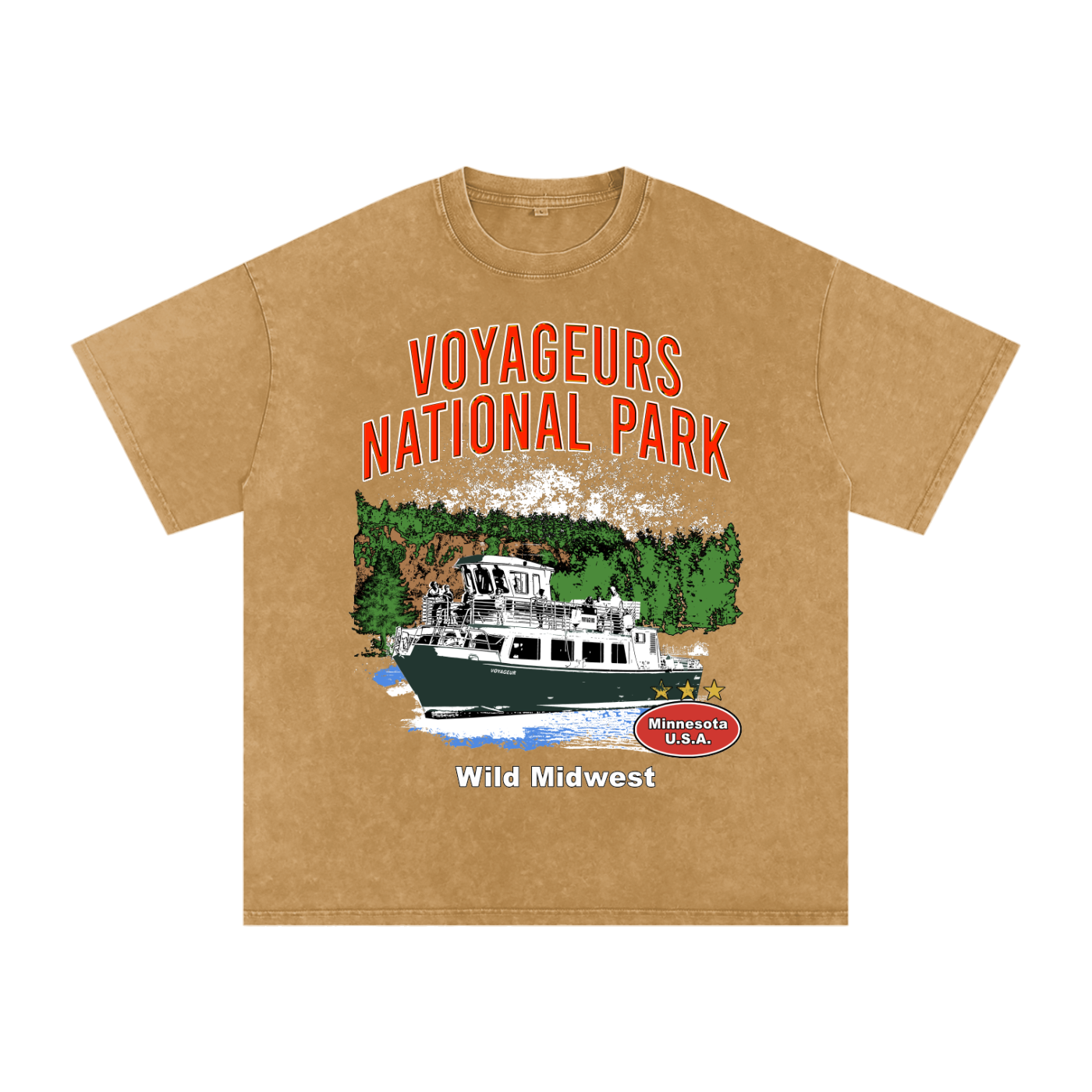 Voyageurs Acid Wash Oversized Tee