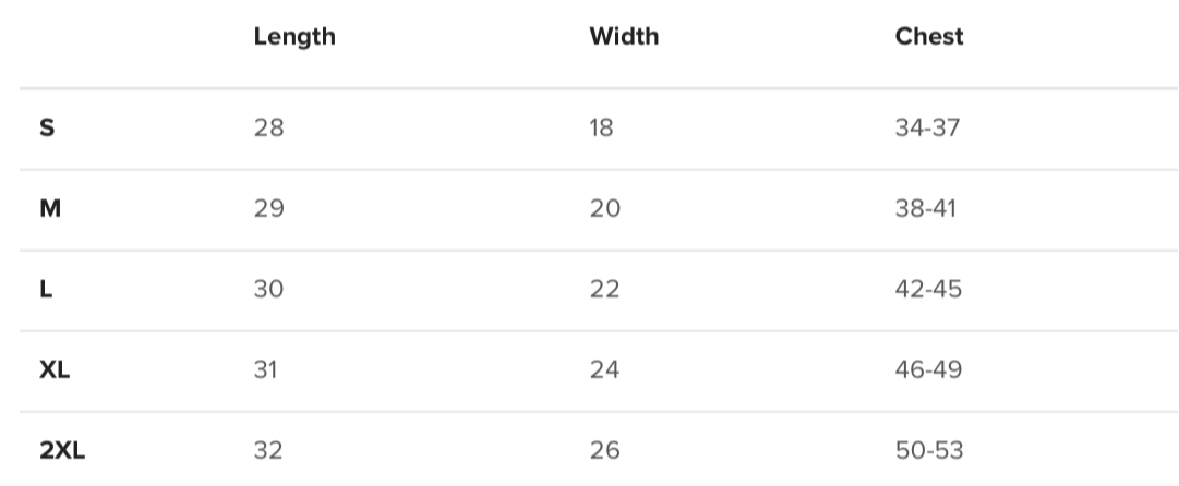 Regular Shirt Size Guide