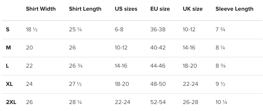 Women's Shirt Size Guide