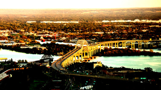 Bong Bridge in Duluth, Minnesota that connects Duluth and Superior, Wisconsin and goes over Lake Superior