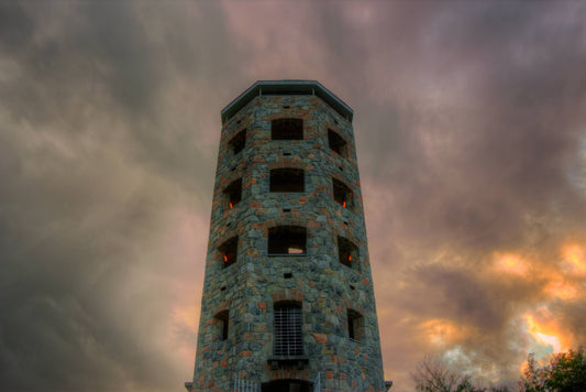 Enger Tower at dusk looking haunted in Duluth Minnesota