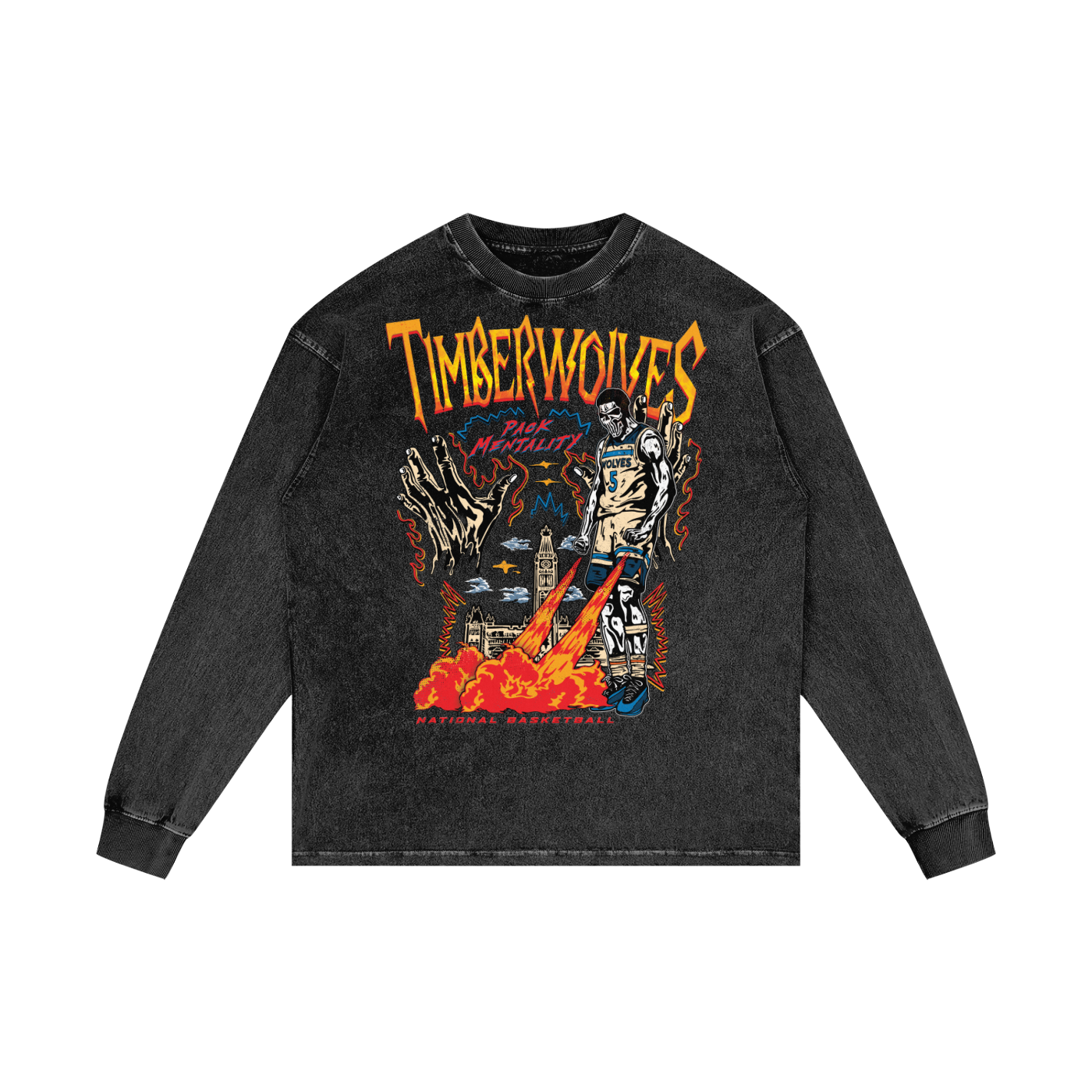 Pack Mentality Acid Wash Oversized Long Sleeve