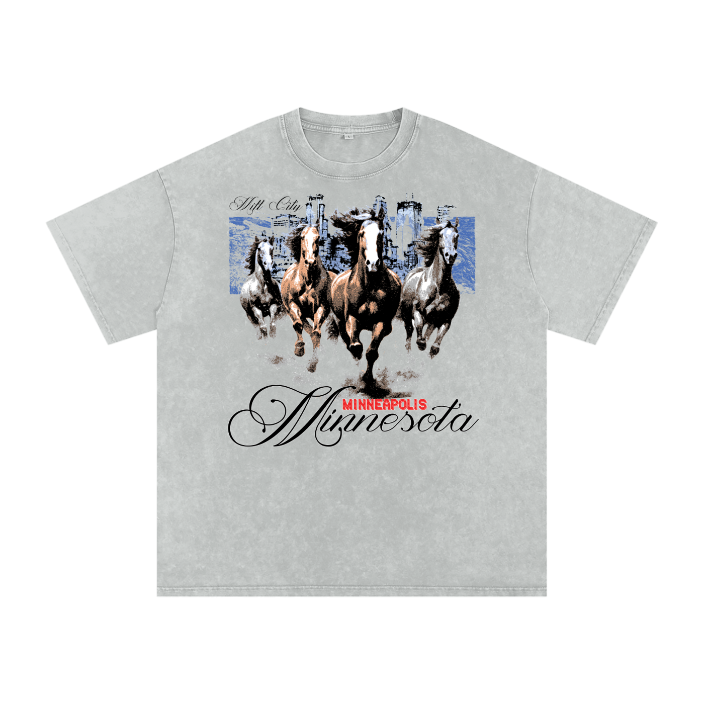 Mill City Stallions Acid Wash Oversized Tee