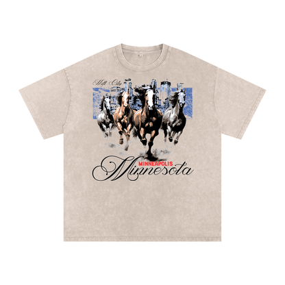 Mill City Stallions Acid Wash Oversized Tee