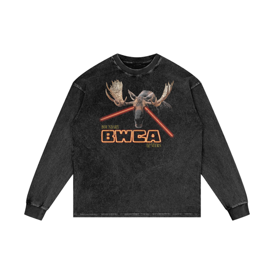 BWCA Lazer Moose Acid Wash Oversized Long Sleeve