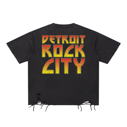 Detroit Rock City Snow Wash Raw-Hem Tee