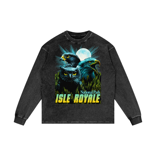 Royale Wings Acid Wash Oversized Long Sleeve