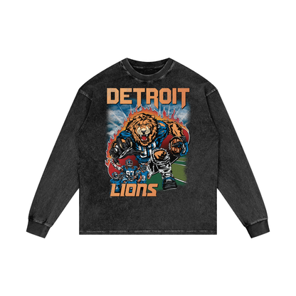 King of the Jungle Acid Wash Oversized Long Sleeve
