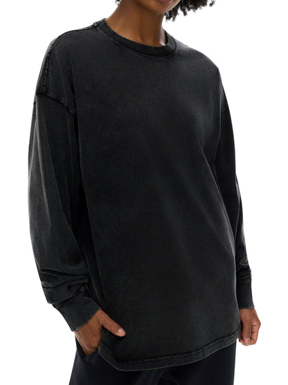 King of the Jungle Acid Wash Oversized Long Sleeve